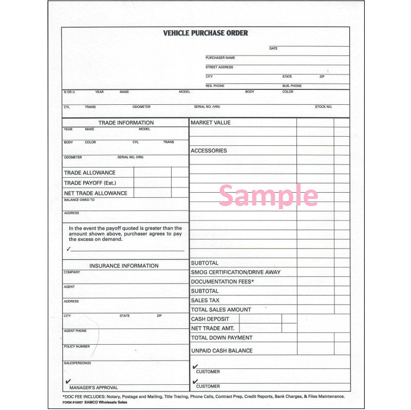 Vehicle Purchase Orders