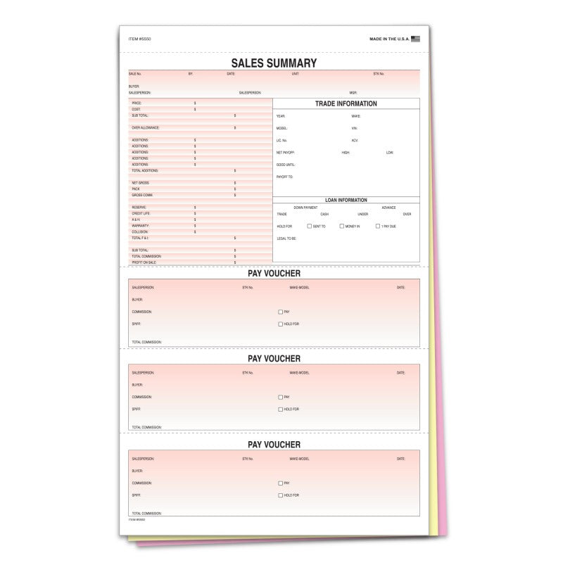 Sales Summary Recap Sheets